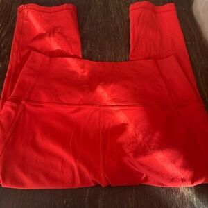 Red leggings with pockets